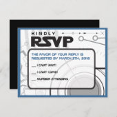 サイファイのバーのバルミツワーの招待状の応答カード 出欠カード (正面/裏面)