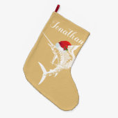 サイフィッシュウィズサンタハットストッキング ラージクリスマスストッキング (正面 (吊り時))