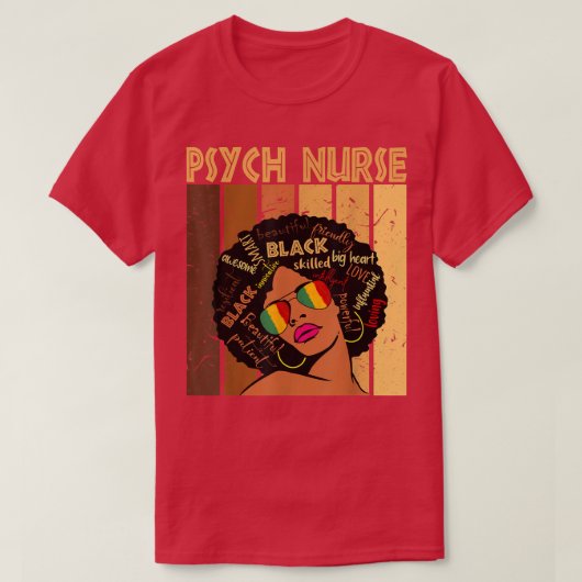 サイフナースアフロアフリカンアメリカン女性黒人女性一覧 Tシャツ (デザイン正面)