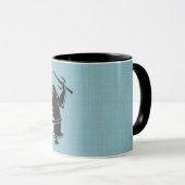 サイブルーを保持する空手ペンギンやる気を起こさせる マグカップ (正面右)