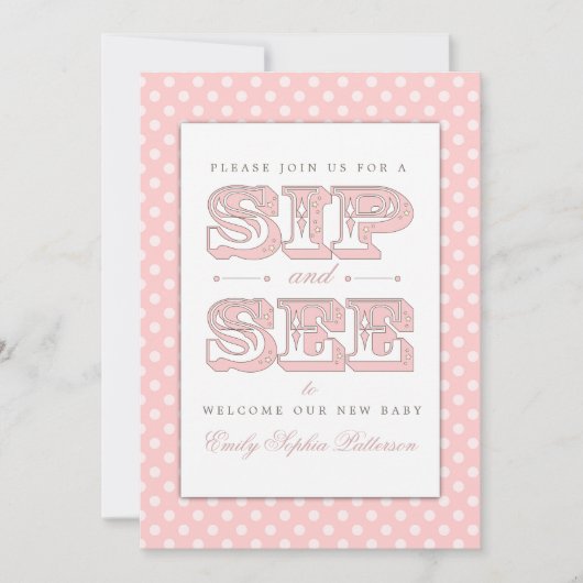 サイプアンドシースイートベビーガールインピンク招待状 招待状 (正面)