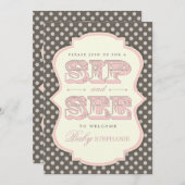 サイプアンドシースイートベビーガールピンクブラウン招待状 招待状 (正面/裏面)