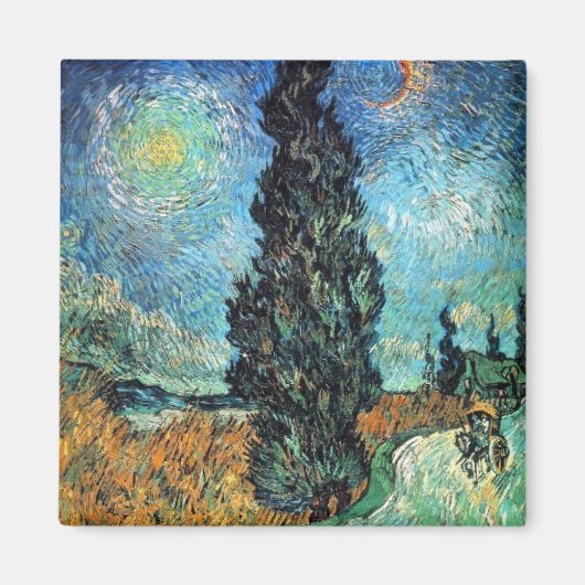 サイプレスとスター付き道路 マグネット (正面)