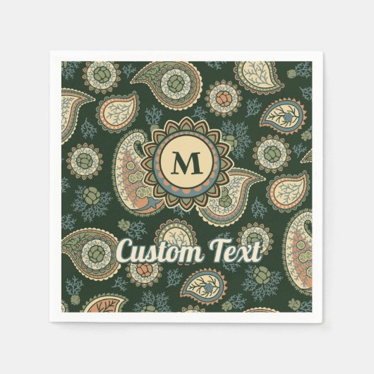 サイプレスペイズリーパターンナプキンス スタンダードカクテルナプキン (正面)