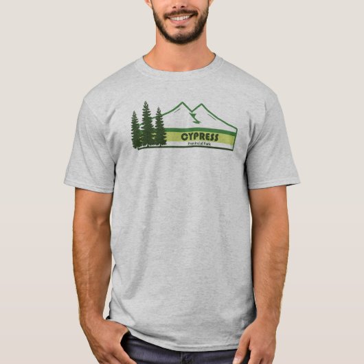 サイプレス州立公園の緑のストライプ Tシャツ (正面)