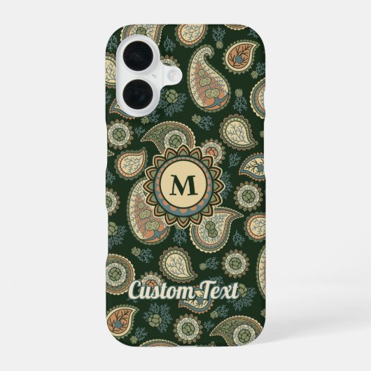 サイプレス+ペイズリー模様 iPhone 16ケース (裏面)