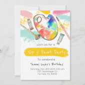 サイプ&アダルト絵を描バースデーパーティー招待状 招待状 (正面)