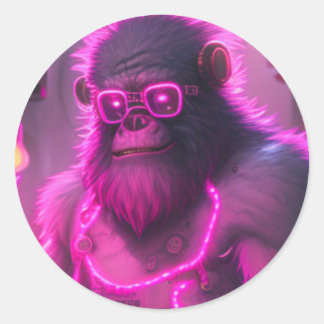 サイボルグゴリラメカスチームパンクスタイル ラウンドシール