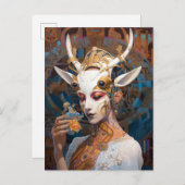 サイボーアンテロープ女性ロボットSF ポストカード (正面/裏面)