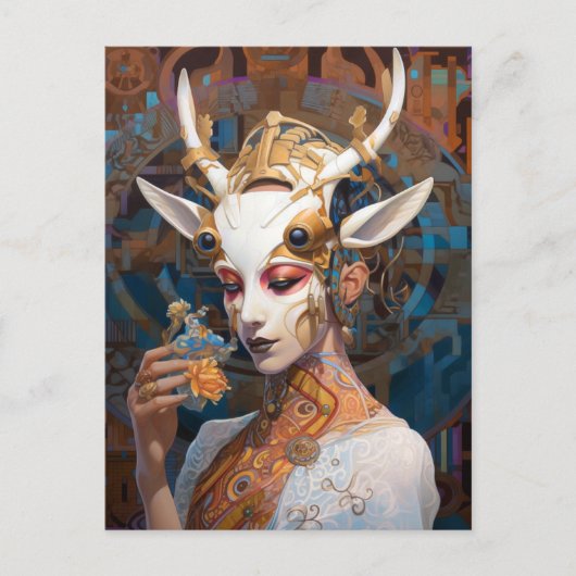 サイボーアンテロープ女性ロボットSF ポストカード (正面)