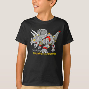 サイボーグのロボット機械トリケラトプスの恐竜のワイシャツ Tシャツ