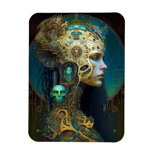 サイボーグウーマンファンタジーSci-Fiアートマグネット マグネット (縦)