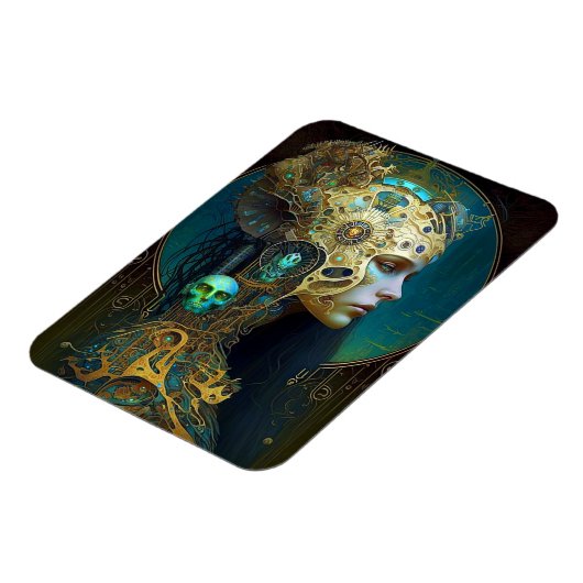 サイボーグウーマンファンタジーSci-Fiアートマグネット マグネット (左側)