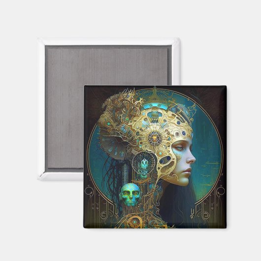 サイボーグウーマンファンタジーSci-Fiアートマグネット マグネット (正面/裏面)