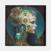 サイボーグウーマンファンタジーSci-Fiアートマグネット マグネット (正面)