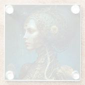 サイボーグウーマンファンタジーSFアート ガラスコースター (裏面)