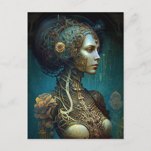 サイボーグウーマンファンタジーSFアート ポストカード (正面)