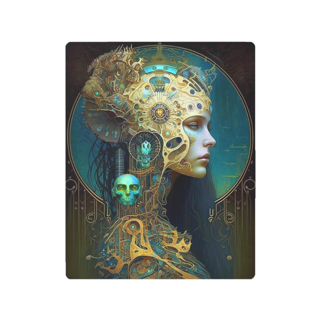 サイボーグウーマンファンタジーSFアート メタルプリント (正面)