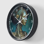 サイボーグウーマンファンタジーSFアート 壁時計 (傾斜)