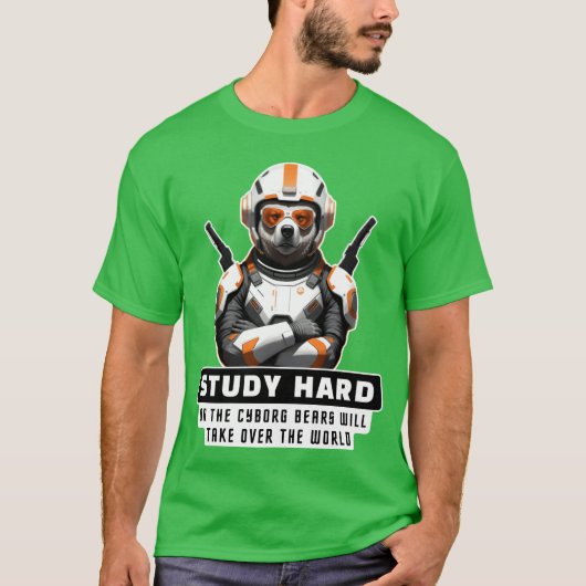 サイボーグ動物クマの名言 楽しい Tシャツ (正面)