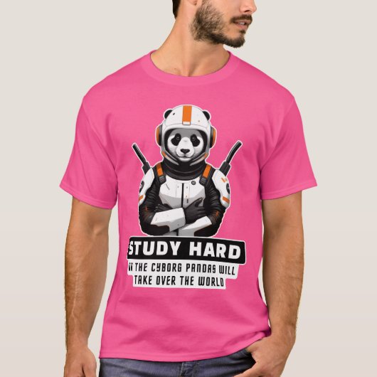 サイボーグ動物パンダの名言 レトロ Tシャツ (正面)