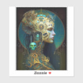 サイボーグ女性ファンタジーSFアートステッカー シール (シート)