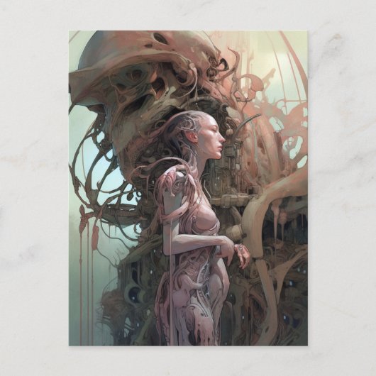 サイボーグ女性未来的SF ポストカード (正面)