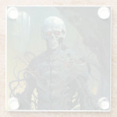 サイボーグ骨格の未来的SF ガラスコースター (裏面)