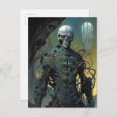 サイボーグ骨格の未来的SF ポストカード (正面/裏面)