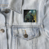 サイボーグ骨格の未来的SF 缶バッジ (インサイチュ)