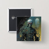 サイボーグ骨格の未来的SF 缶バッジ (正面&裏面)