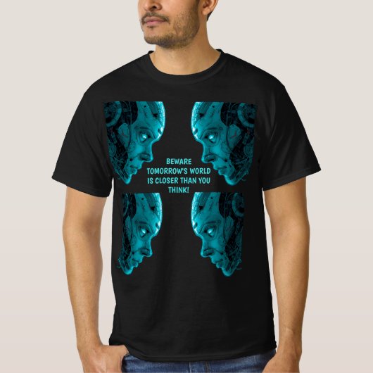 サイボーグ ロボット ヘッド Tシャツ (正面)