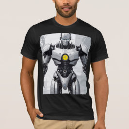サイボーグ 白い装甲メカ グラフィックノベル Tシャツ