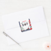 サイボートアホ航海のイ男の赤ちゃんシャワー招待状 スクエアシール (封筒)