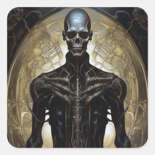 サイボー完全に死んでいなグSFホラーアート スクエアシール (正面)