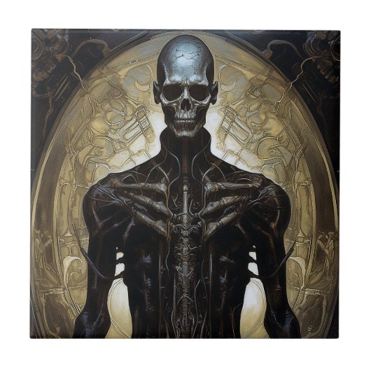 サイボー完全に死んでいなグSFホラーアート タイル (正面)