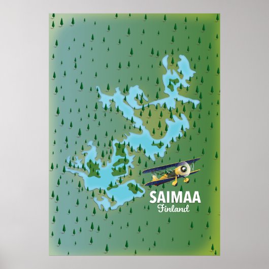 サイマ湖フィンランドの地図 ポスター (正面)