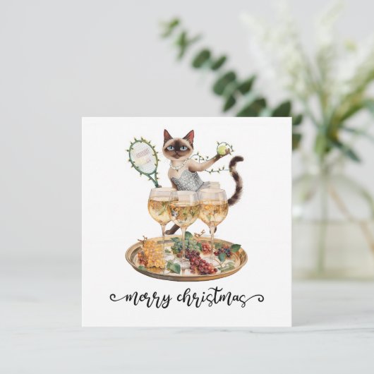 サイム猫好きをテーマにしたテニスクリスマス シーズンカード (スタンド正面)