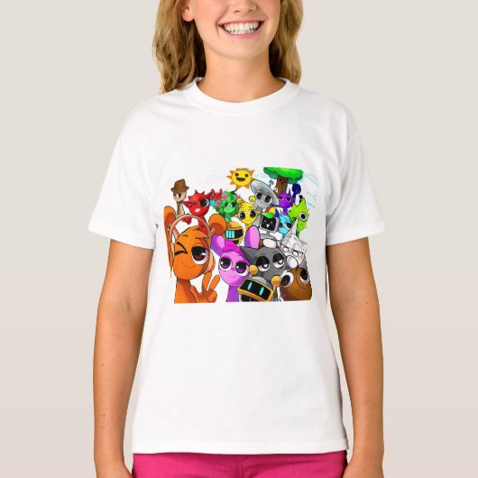 サイモン・オーレン・ピンキとのSprunki Fun Tシャツ (正面)