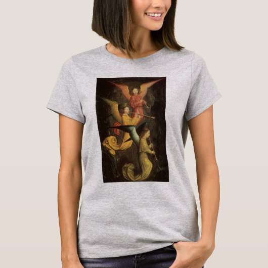サイモン・マルミオン作「天使の合唱団」 ルネサンス美術 Tシャツ (正面)