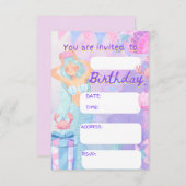 サイレナメイド誕生日ガールパーティの招待状 招待状 (正面/裏面)