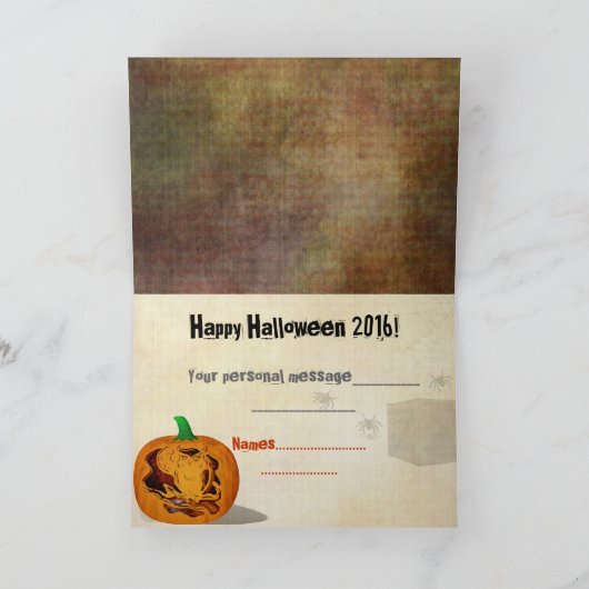 サイレンの幽霊のよく出るなハロウィンのカボチャ切り分けること カード (内部)