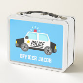 サイレンクラシックボーイズとパトカーパーソナライズされた メタルランチボックス (裏面)