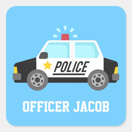 サイレンクラシック名のパトカー スクエアシール (正面)