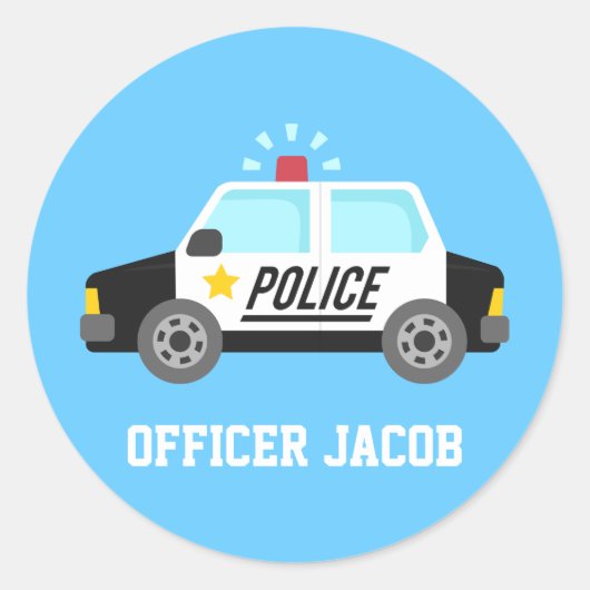 サイレンクラシック名のパトカー ラウンドシール (正面)