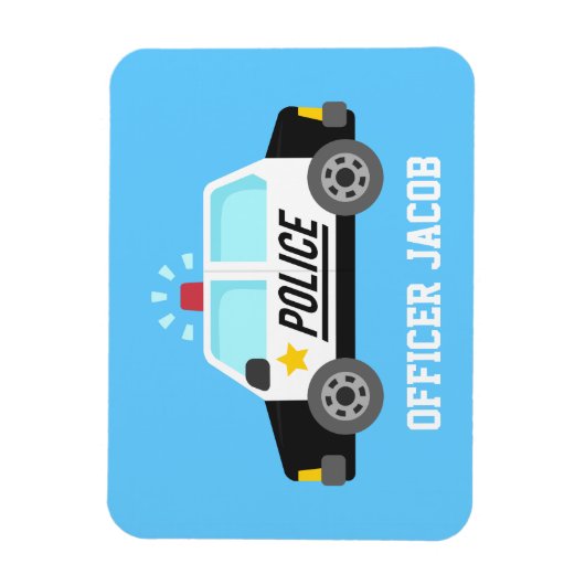 サイレンクラシック警官と警察の車パーソナライズされた マグネット (縦)