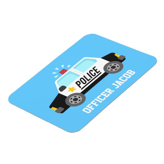 サイレンクラシック警官と警察の車パーソナライズされた マグネット (左側)