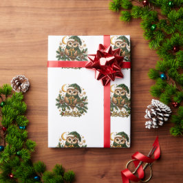 サイレントナイト クリスマス フクロウ ホリデー ギフト包装紙 ラッピングペーパー