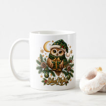 サイレントナイト クリスマス フクロウ ホリデー コーヒーマグ