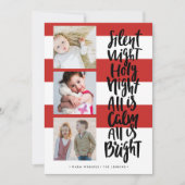 サイレントナイト 3枚組 フォトホリデー クリスマス | レッド 招待状 (正面)